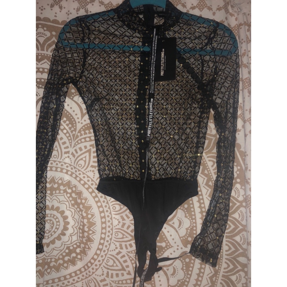 Black Sheer Thong Bodysuit